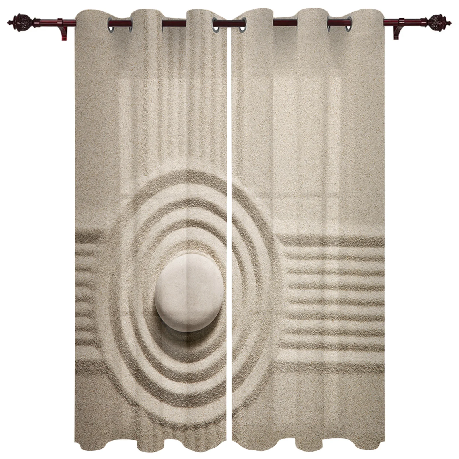 Zen Sand Stone Window Curtain Bedroom Living Room Window Drapes Kitchen Decoration Blinds Curtain