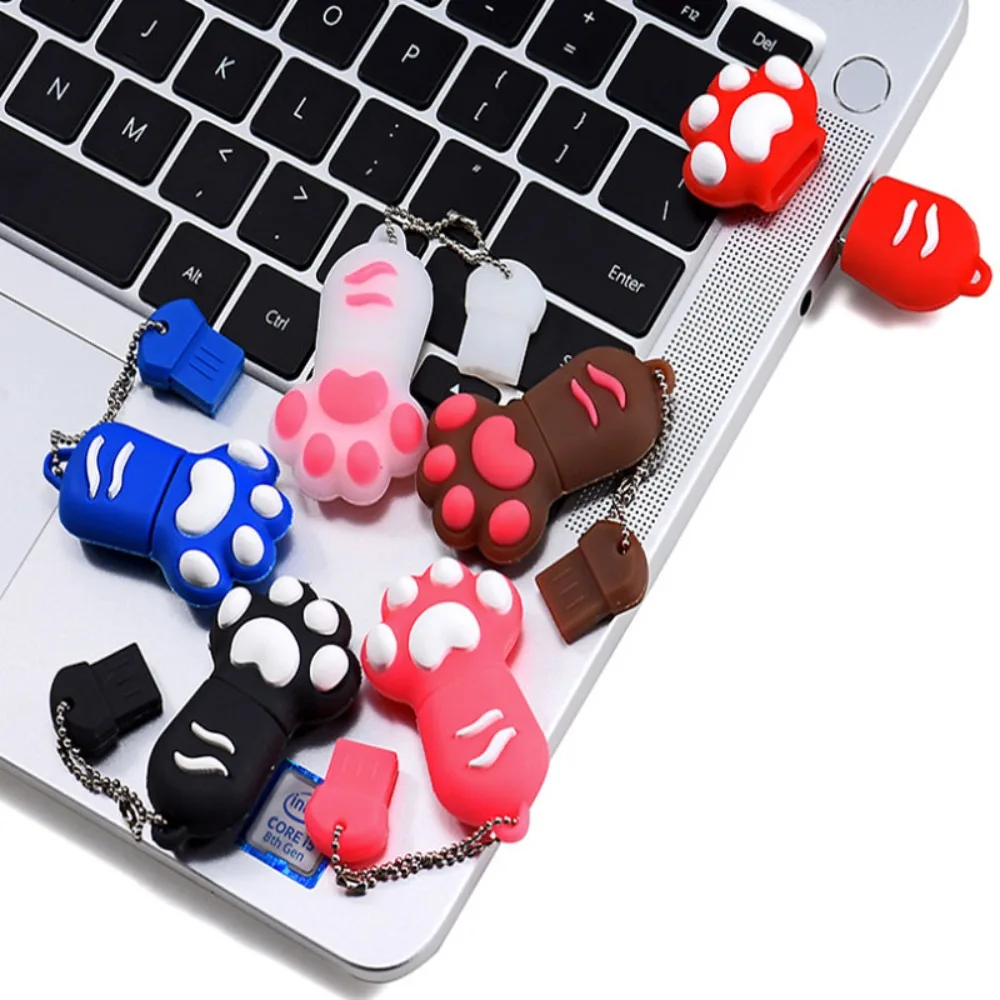 

Cat Paw USB Flash Drives 64GB Colorful Pen Drive 32GB Free Key Chain Memory Stick 16GB Brown Pendrive Red U Disk Blue 8GB