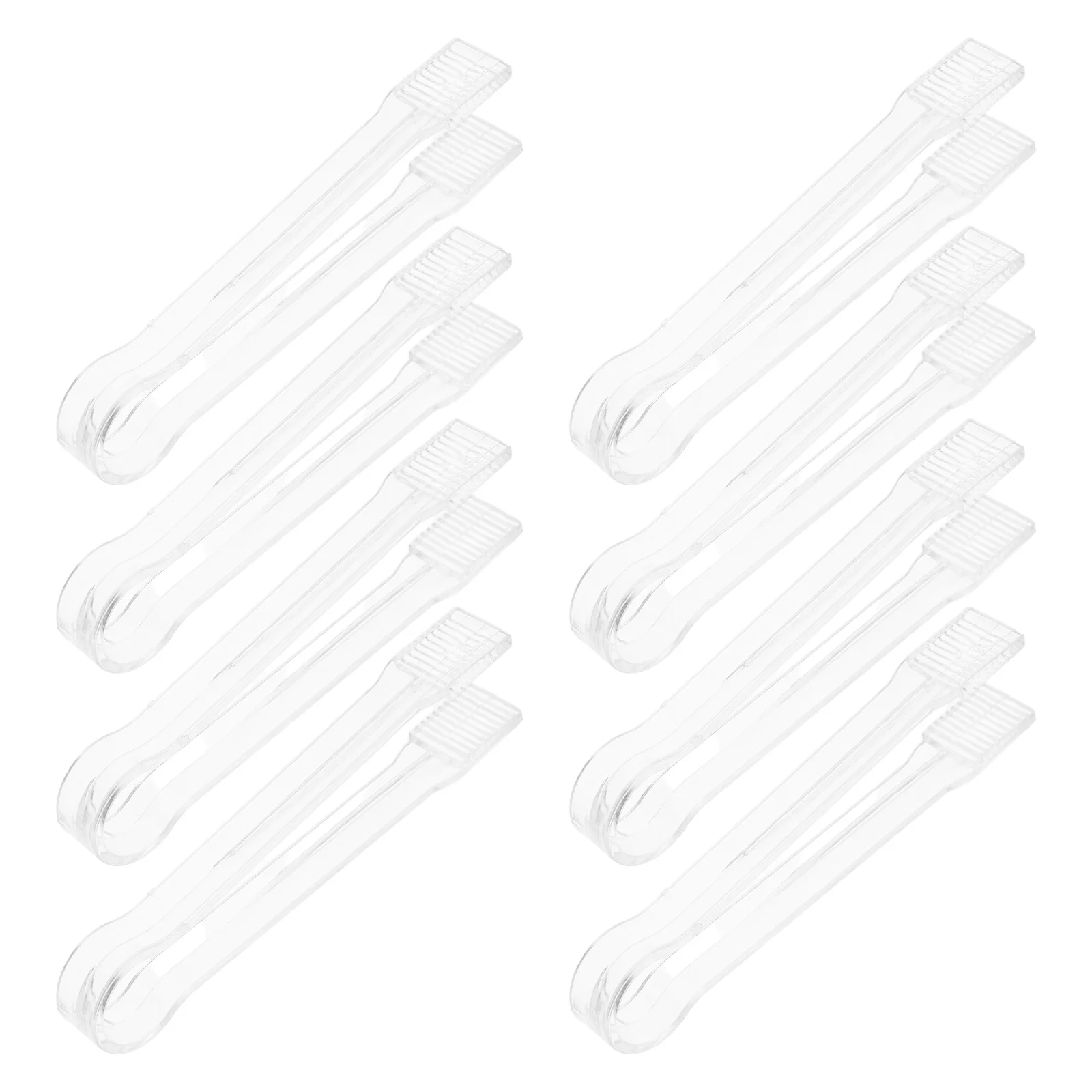 

8pcs Transparent Plastic Ice Tongs Clear Lightweight BBQ Food Clamps Kitchen Buffet Serving Tools Salad Sandwich Accessories