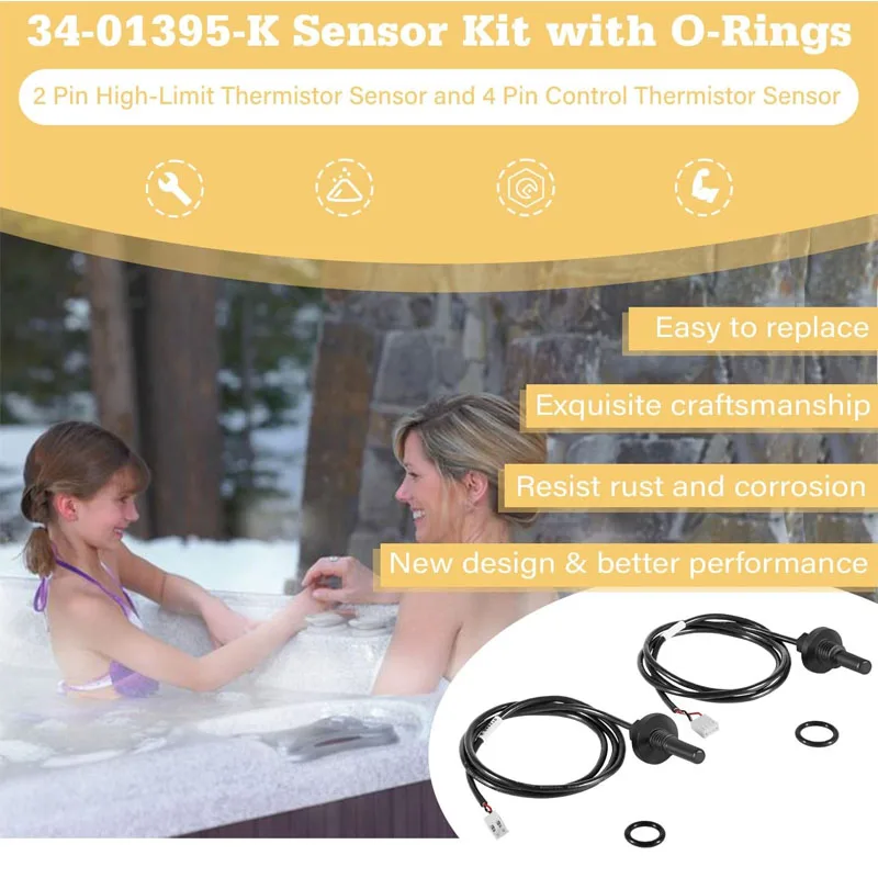 34-01395-K Sensor Kit with O-Rings , Fit for Hot Spring, for Tiger River, for Limelight Spas 2002-Current Replaces 39204, 39205