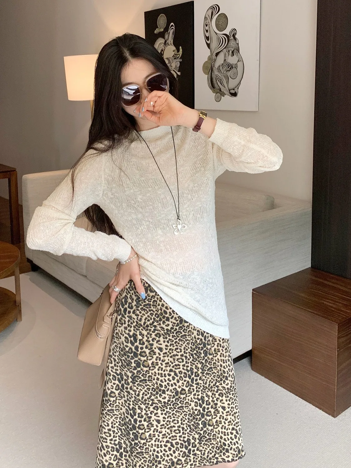 

Women's round Neck Knitwear Long Sleeve Overhead Soft Base Shirt Versatile Early Spring 2026 New Style Casual French Style
