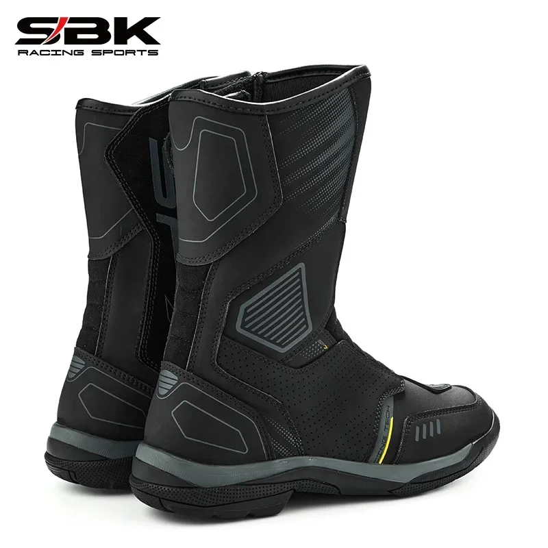 SBK Motorcycle Boots  BT224  BlackProtective Waterproof Men Breathable Rally Boots Rubber Outsole Protective Gear for Riders