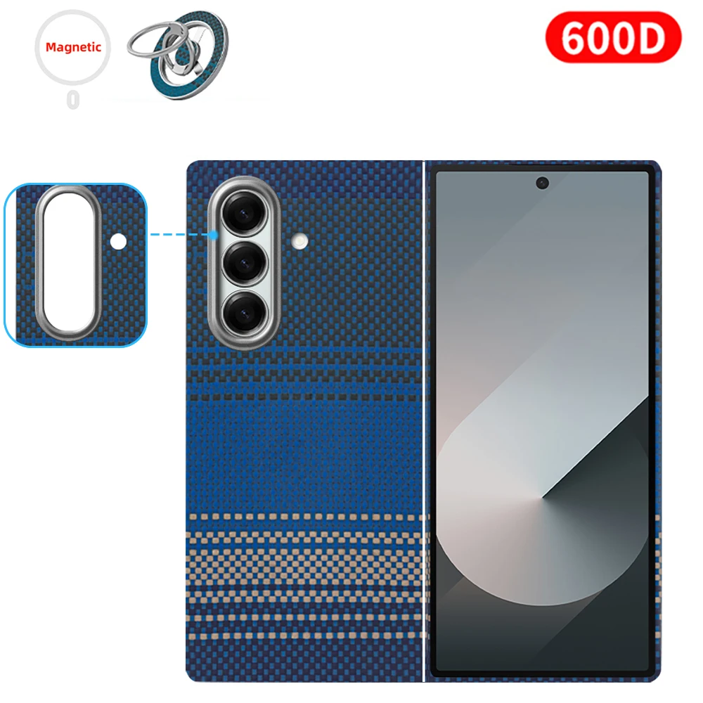 Voor samsung z fold 7 carbon case 600d kevlar aramidevezel magsafe stof ultradunne harde cover magnetische balck Slim light premium