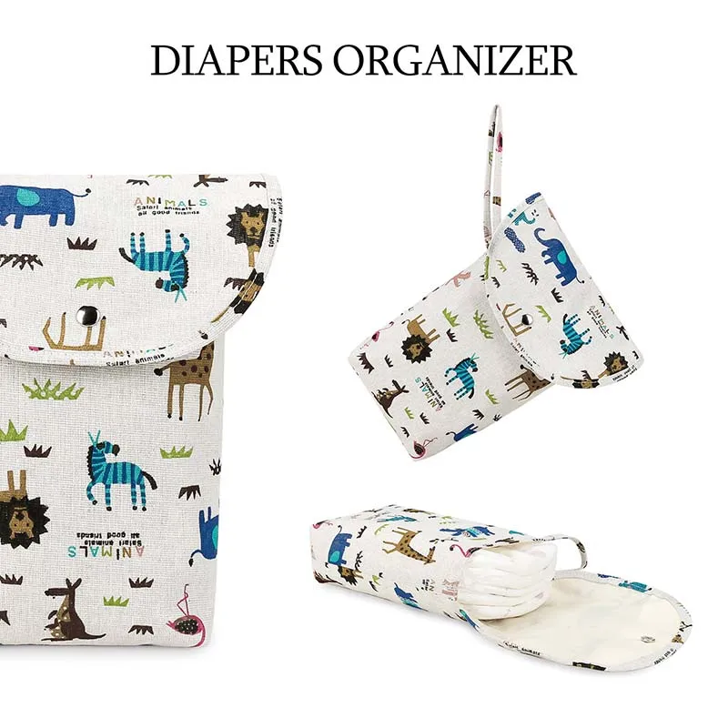 

2024 Baby Diapers Storage Bag Newborn Cute Print Hanging Bag Portable Nappy Handbag Disposable Carrying Diaper Clothes Organizer