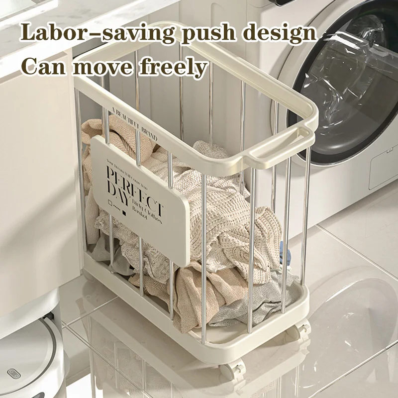 Multi-function Movable Clothes Storage Basket with Wheel Household storage Rack laundry Holder Bathroom Dirty Clothes Organizer