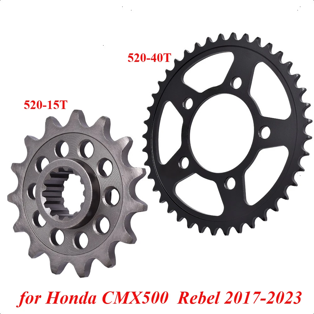 

520 15T 40T Motor Bike Front Rear Sprocket Gear Wheel Cam for Honda CMX500 Rebel 2017-2023