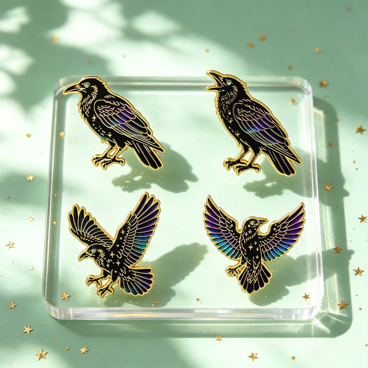 9pcs Punk Crow Enamel Pin Set Gothic Raven Bird Brooches Woman Men Backpack Accessories Bags Badge Lapel Jewelry Friends Gifts