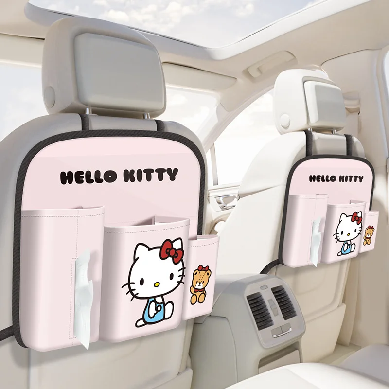 Sanrio Car Seat Storage Box Storage Bag Tissue Box Trash Can Hanging Bag Cartoon Hello Kitty Car Decoration Accessories Gift