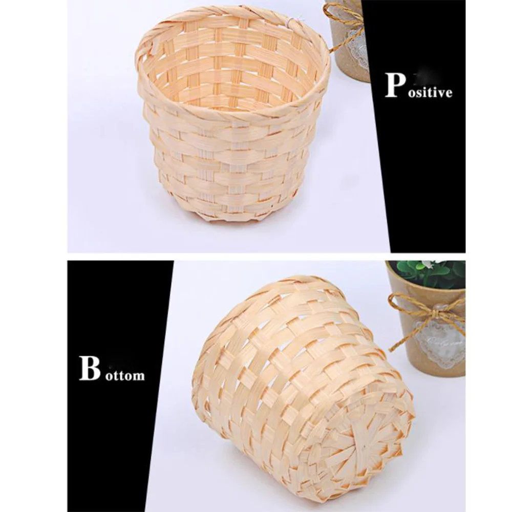 1 pz piccolo cestino Desktop finitura casa stoccaggio bambù tessitura prodotti articoli vari organizzatore scatola di piante in Rattan cestino di