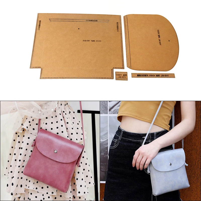 DIY Handmade Mini Messenger Bag Kraft Paper Template Handmade Leather Craft Bag Sewing Template 20*18*4