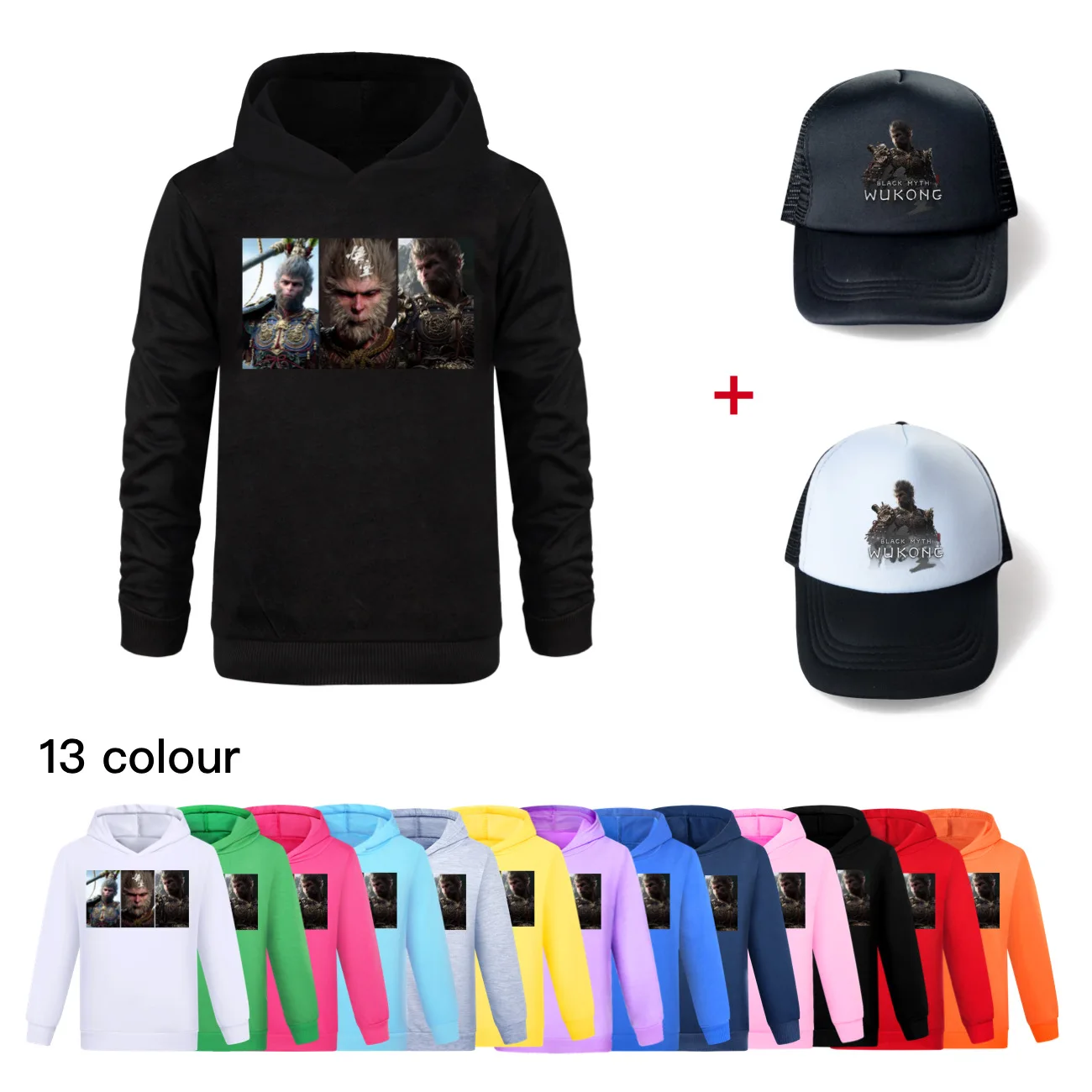 

Kids Black Myth Wukong Game Student Hoodie Baby Girls Hoody Sweaters Boys Long Sleeve Coats Children's Clothing+hat3744