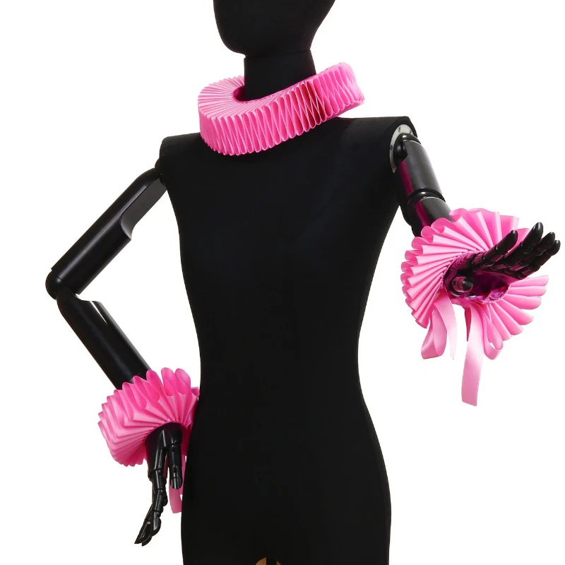 Halloween Clown Colorful Ruff Collar, Ruffled Fake Neck Collar, Cosplay Costume Neckwear for Masquerade Party