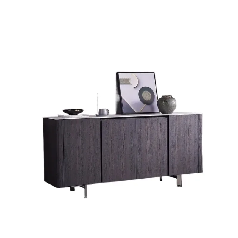 

Slate surface dining side cabinet, simple wall entry, oak smoky color TV cabinet