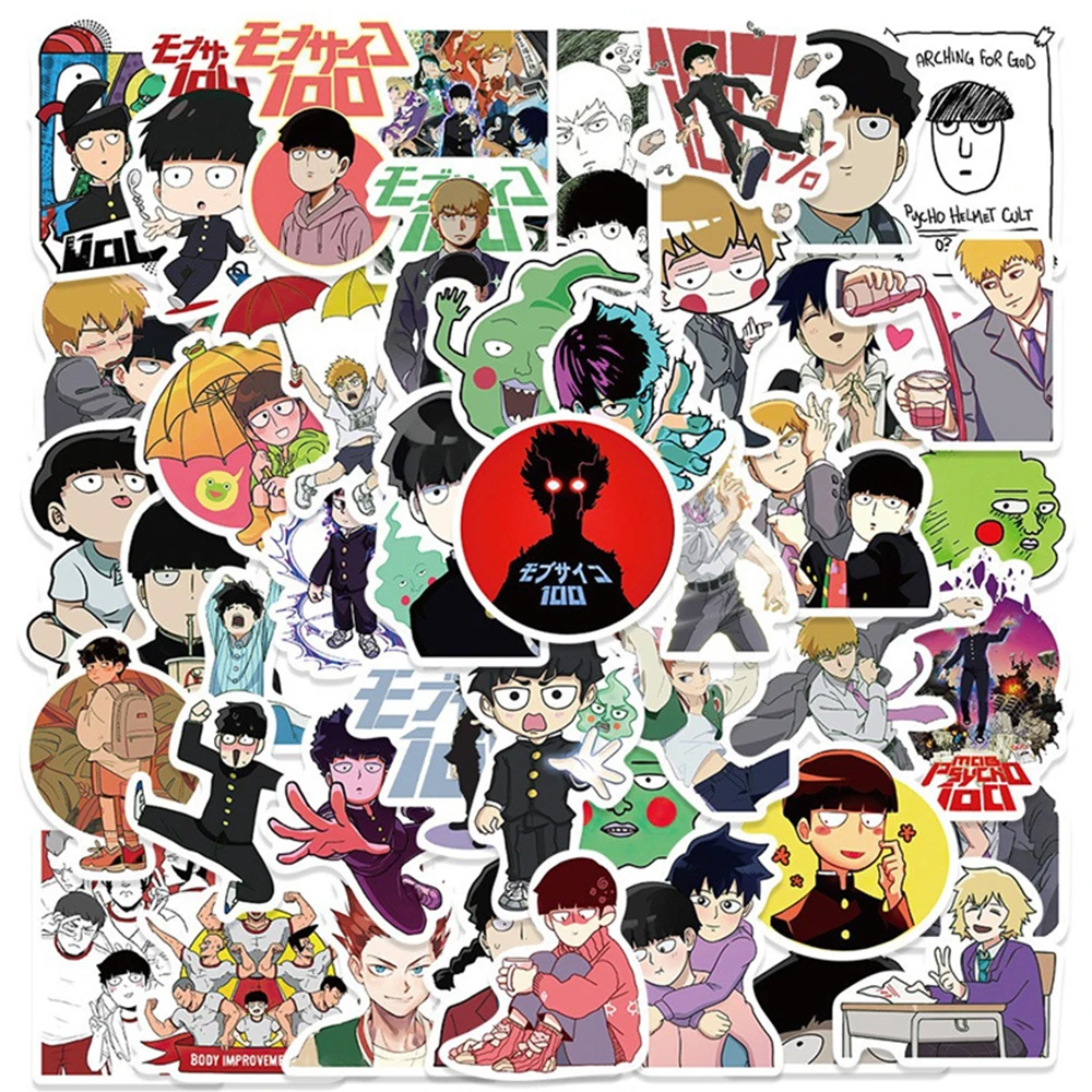 10/30/52PCS Anime Mob Psycho 100 Stickers Cartoon Funny Graffiti Decoration Laptop Guitar Thermos Waterproof Decal Kids Toy