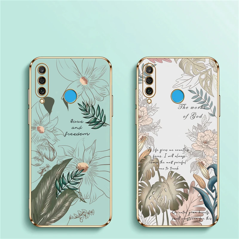 Fashion Plating Shockproof Case For Huawei P30 Lite P20 P40 Pro Mate 20X 30 40 Silicone Soft Flower Phone Cover Funda