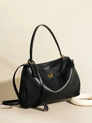 New Rodeobag Large Capacity Leather Women's Bag with Advanced Lock Fashion High Sensibility Underarm Bag