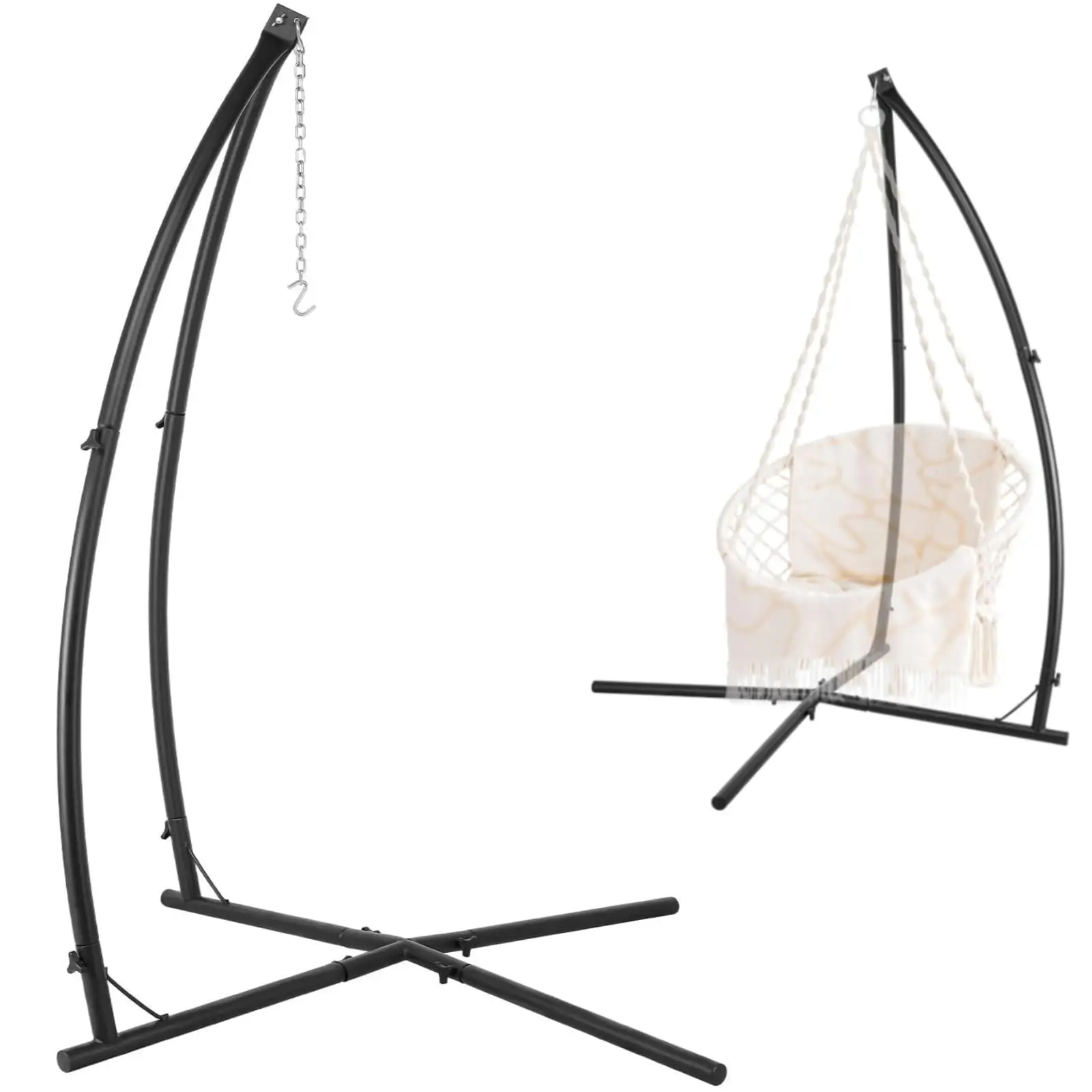 Hammock Swing Stand, Hanging Chair C-Stand w/Buckle & Spring Hook