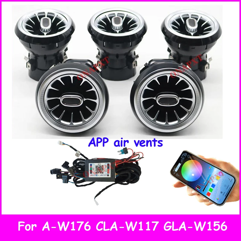 Bluetooth APP Control For Benz W176 W205 W213 W222 W447 W117 W156 X253  Turbo Nozzle Ambient Light Dashboard Air Vent Turbine