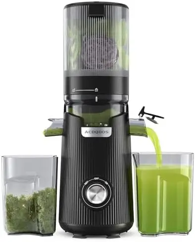 

ACOQOOS Slow Masticating Juicer – 5.3" Wide Chute, 1.8L Auto-Feed, Cold Press for Whole Fruits & Veggies