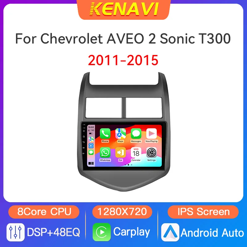Reproductor Multimedia de Radio estéreo para coche para Chevrolet Aveo 2 Sonic 2011-2015 GPS RDS inalámbrico Carplay Android Auto 2din unidad principal de DVD