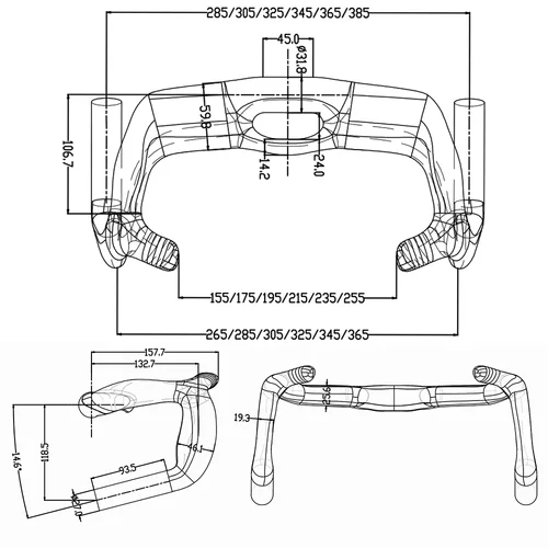 Imagen 2 del producto BALUGOE-manillar de bicicleta de pista de fibra de carbono, manillar de bicicleta TT, fijo, negro mate, 31,8mm, deportivo, UCI