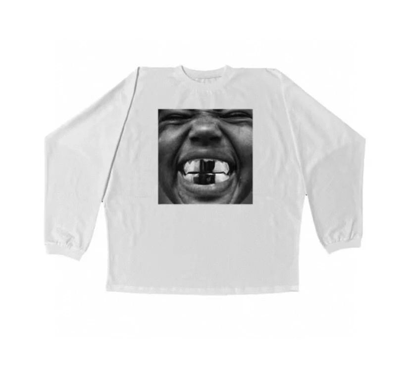 

Loose Fit Long Sve American Sle T-irt Pure Cotton One-Piece Cut Kanye Bully Album Surrounding Youthful Trend Breathable