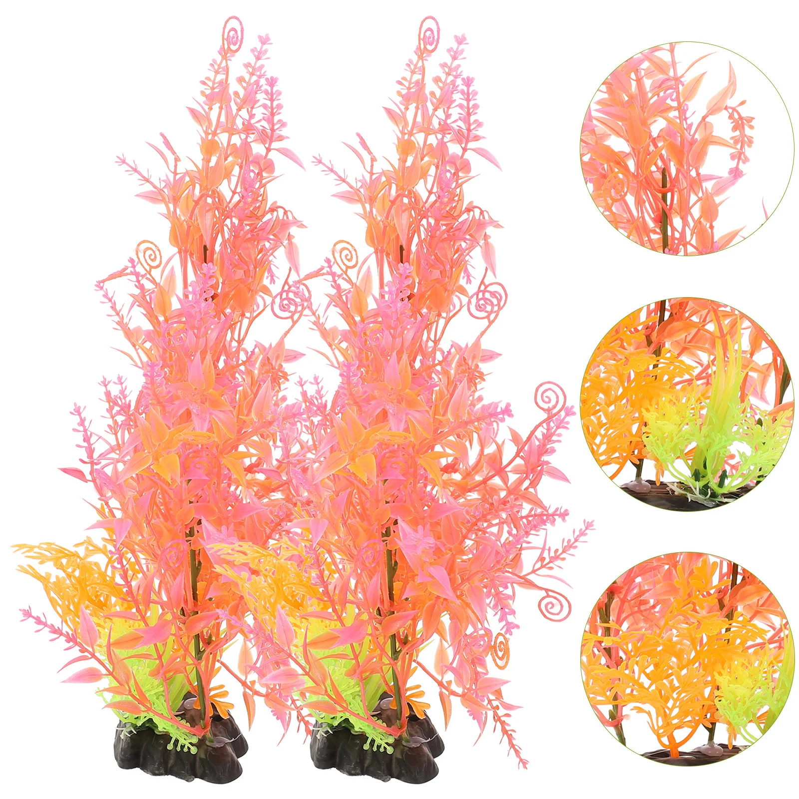 

2Pcs Plastic Aquarium Plants Decor Lifelike Faux Fish Tank Accessories Realistic Vivid Ornament Safe No Odor Natural Flavor