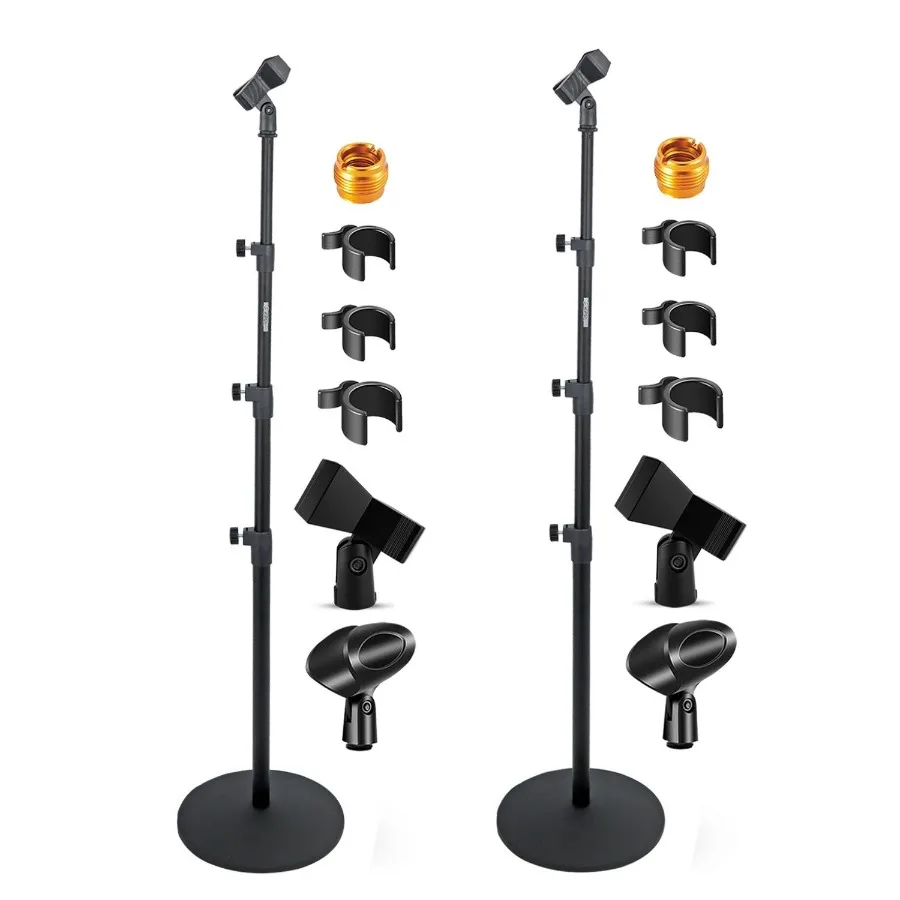 

5 Core Mic Stand Floor Height Adjustable Universal Heavy Duty Microphone Stands 2Pcs Round Base Soporte De microfono for Studio