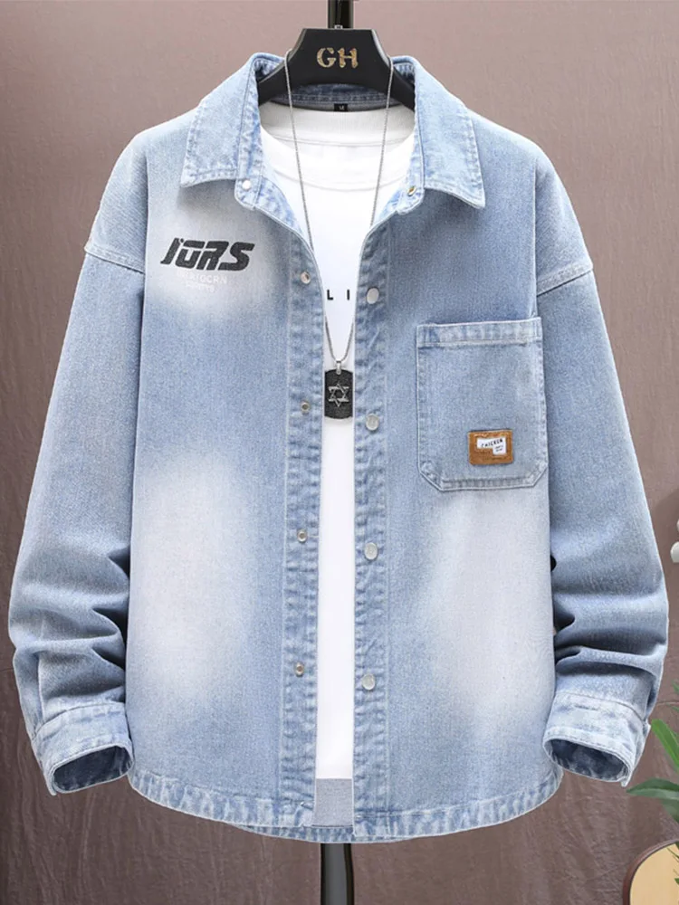 

Весенне-осенняя свободная повседневная мужская джинсовая куртка Long Sve Faionable с классическим принтом молодежная ветрозащитная китайская фабрика