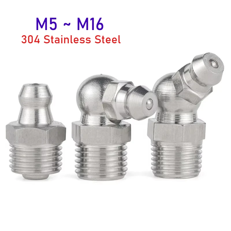 

M5 M6 M8 M10 M12 M14 M16 Прямой коленчатый фитинг из нержавеющей стали 304, масляная смазка, ниппель, фитинг для труб, наружная резьба
