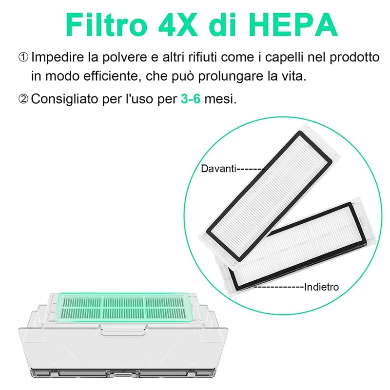 Cepillo lateral con filtro HEPA para Robot aspirador Xiaomi 1 S, accesorios para Roborock S50, S51, S55, S5 y S6