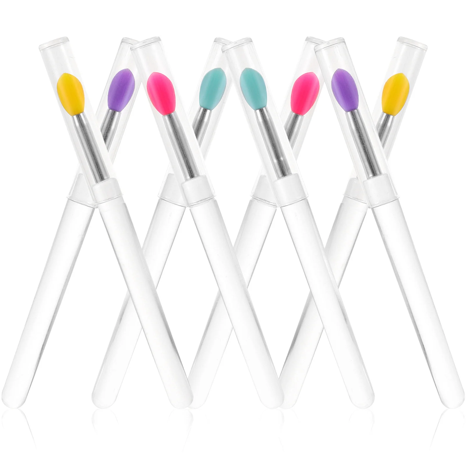 투명한 손잡이가 있는 8Pcs 실리콘 립 어플리케이터 립스틱 브러쉬 립글로스 밤용 재사용 가능한 소프트 메이크업 도구