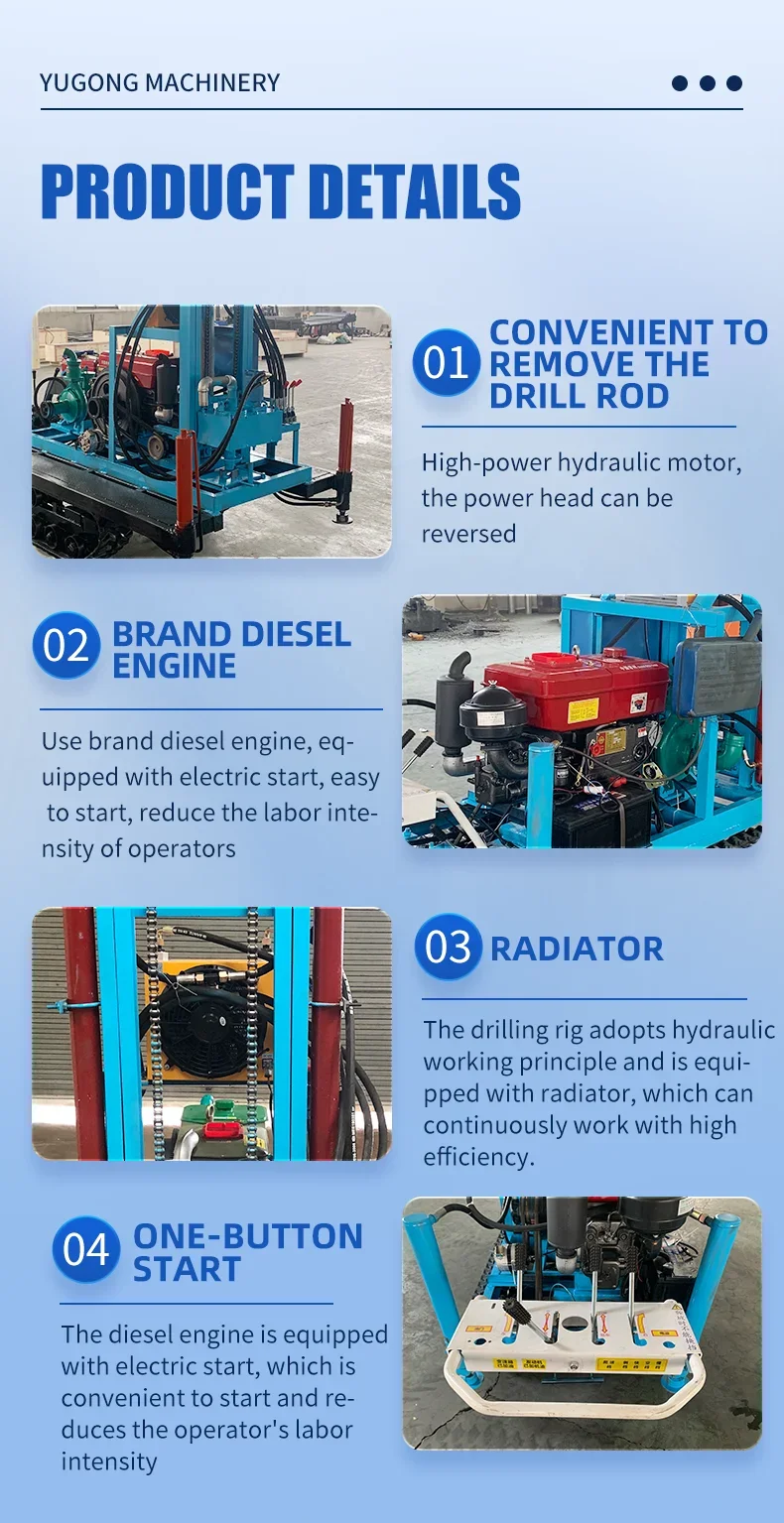 High quality 100m Mini Water Well Drill Rig Lightweight 100m Borehole Drilling Machine for Rural and Domestic Water Supply
