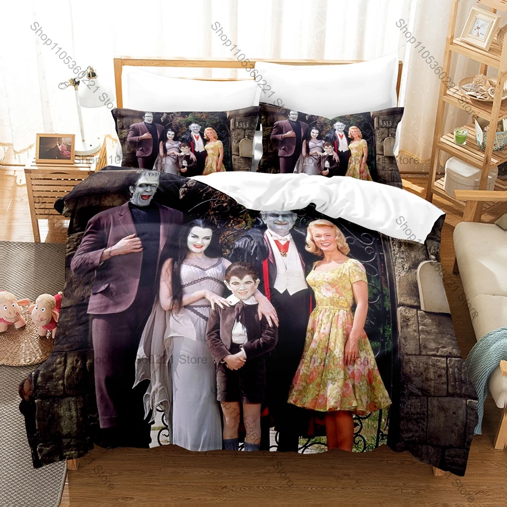 Cool The Munsters Classic Retro Horror Sitcom Print 3PCS Bedding Set Duvet Cover + 2 Pillowcases Soft Bed Linen For Vintage TV F