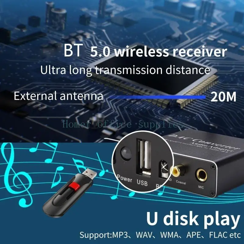 

K43B ЦАП-преобразование звука Bluetooth-совместимое 5.0 Усиление приемника DAC Декодер