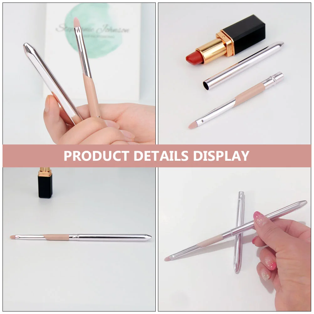 Lip Brush with Lid Applicator Lipstick Cosmetics Tint Eye Shadow Foundation Injection Handle Tool Eyeshadow Travel Makeup