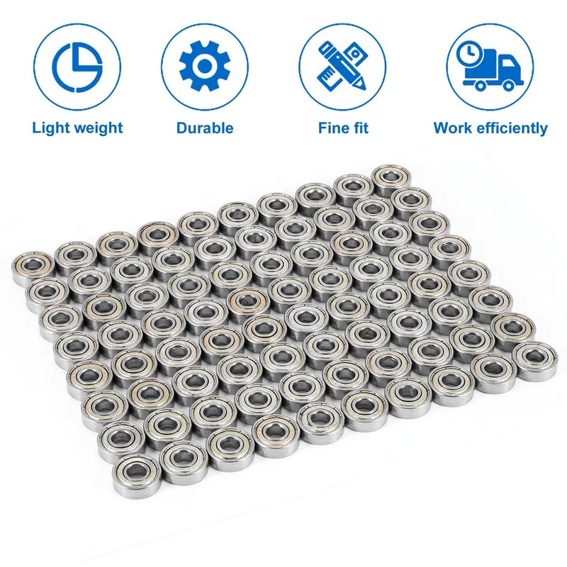 80Pcs 608ZZ Bearing 8X22X7 Mm ABEC-5 Skate Stroller Miniature 608 ZZ Ball Bearings 608Z 608 2Z Bearing