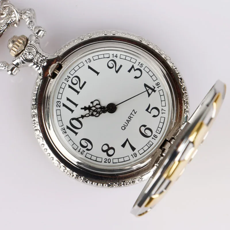 Retro Pocket Watch In Gold Silver With Number Element Necklace Pendant Religious Jewelry Gift For Men And Women