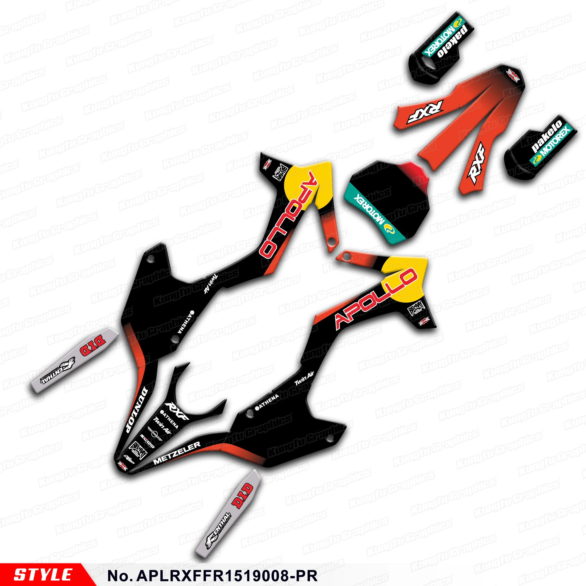 JY RACING Dirtbike Graphics Adhesive Sticker for Apollo RXF Freeride 150 190, Rebuilding, Black, APLRXFFR1519008-PR