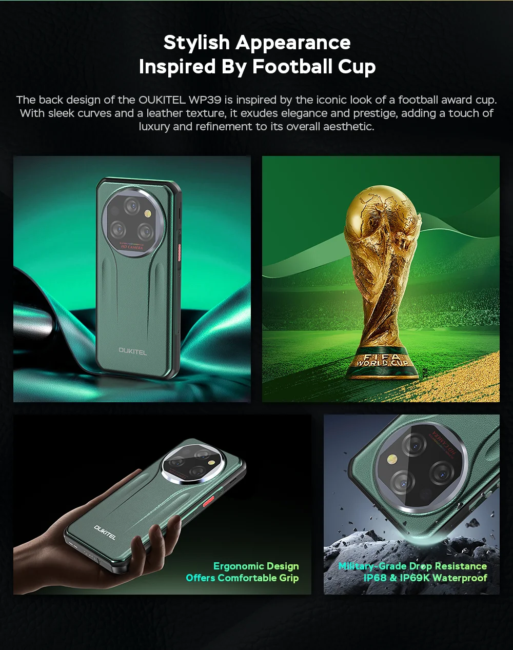 Oukitel WP39 5G Rugged Phone 24GB 256GB 6.6" FHD 64MP 11000mAh Battery, Shockproof Waterproof for Outdoor