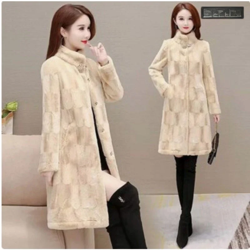 2024 fashion atmosphere Fur one long lady mink grass coat female Korean version long-sleeved winter coat winter jacket women