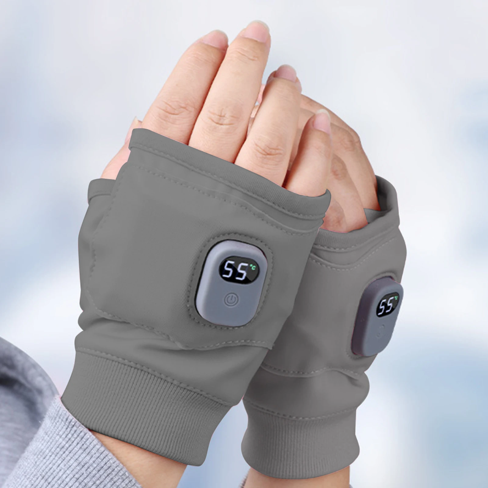 Gants chauffants sans doigts rechargeables USB, 3 niveaux de chauffage, chauffe-mains électriques, gants thermiques pour la pêche, le ski, le snowboard