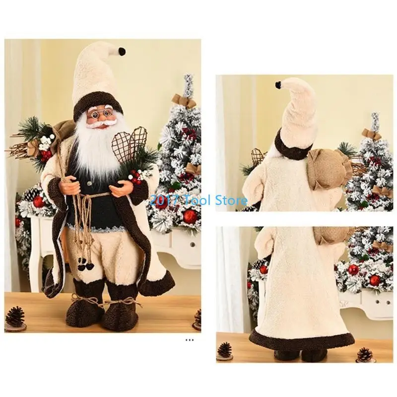 K92A عيد الميلاد سانتا كلوز مع نظارات شنطة هدايا للدمية التماثيل القطيفة الدائمة