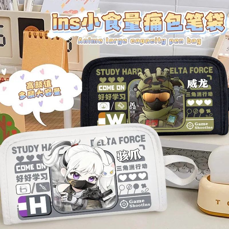 Delta Force Ghroth Game Pencil Case Cartoon Canvas Stationery Pen Case Boys Girls Students School Supplies Birthday Gifts view 2