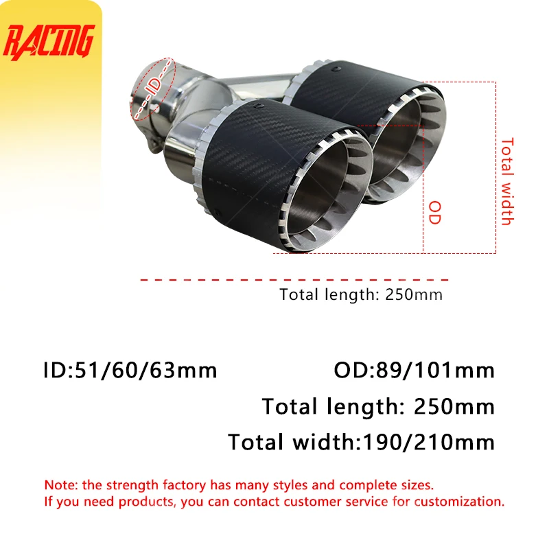 Punta de escape de fibra de carbono tipo Y para Volkswagen Golf, modificación de garganta de cola de coche, acero inoxidable plateado, nuevo