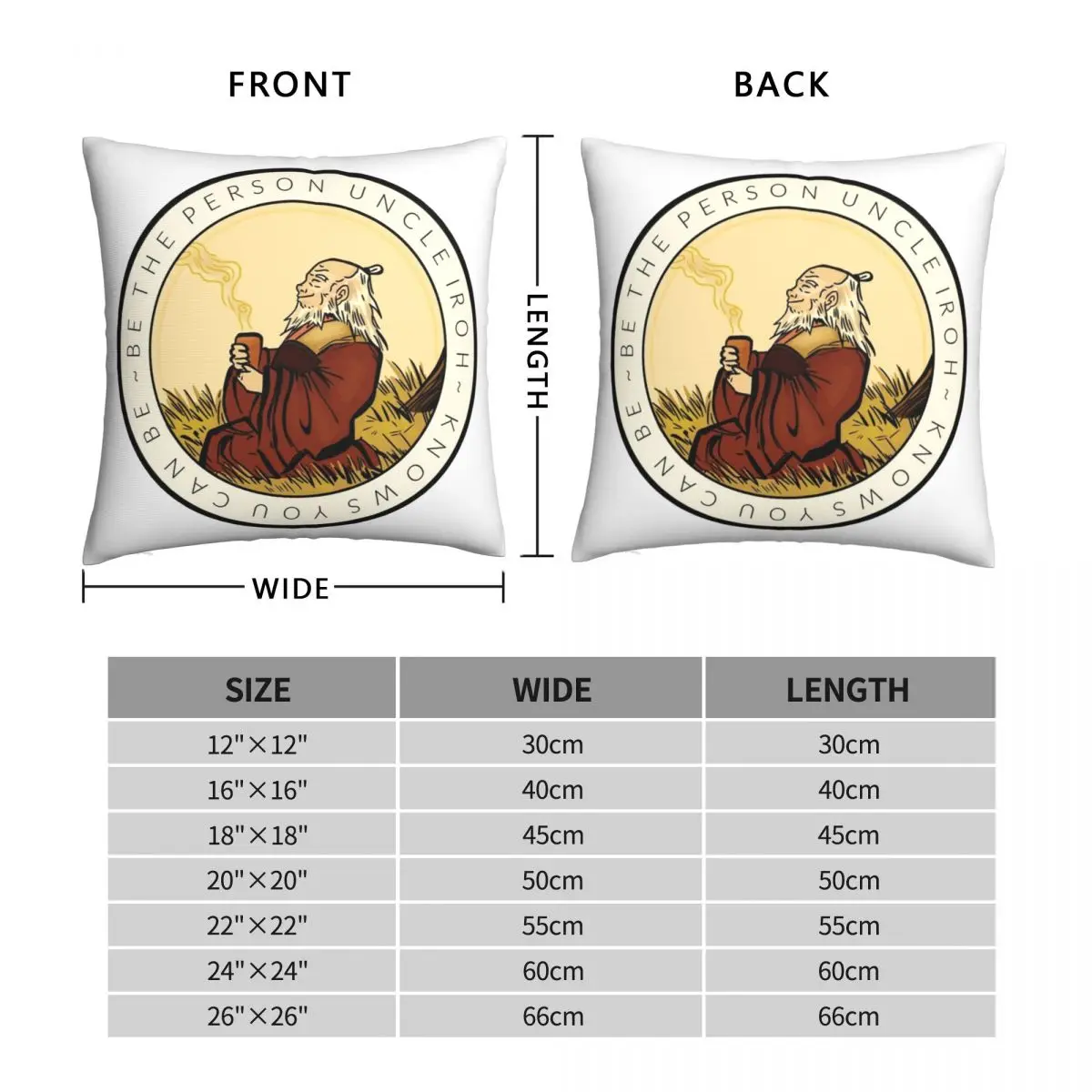 Motivation From Uncle Iroh Square Pillowcase Polyester Linen Velvet Pattern Zip Decor Pillow Case Home Cushion Case