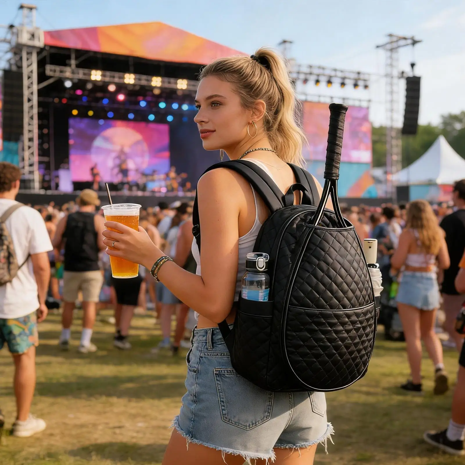 

Сумка для весла Pickleball, водонепроницаемый большой регулируемый ремень, большая сумка для набора Pickleball, теннисный рюкзак для теннисной ракетки, мяча