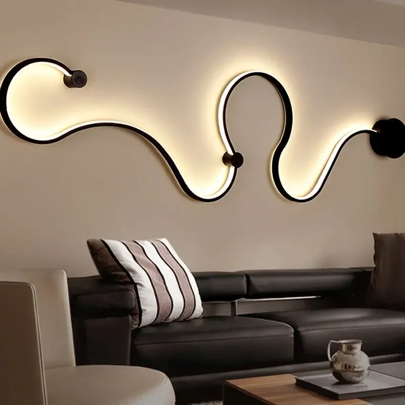 Wandlamp Post-Moderne Nordic Eenvoudige Creatieve Led-Verlichting Bed Woonkamer Decor Gang Trap Hal Lange Lijn Wandlamp