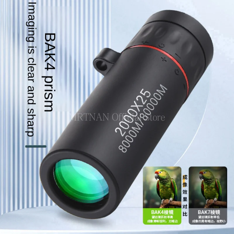 Outdoor 2000x25 HD Monocular Telescope Mini Portable Mobile Phone Telescope with Holder Camping Hunting Birdwatching Telescopes