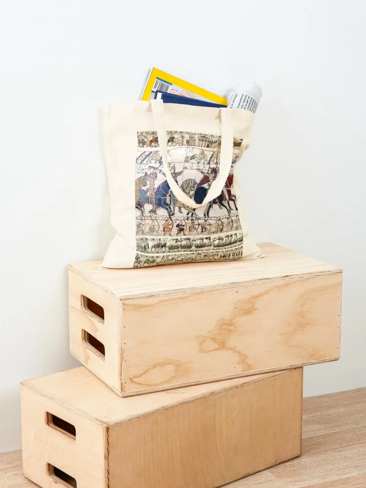 THE BAYEUX TAPESTRY ,BATTLE OF HASTINGS ,NORMAN KNIGHTS HORSEBACK Tote Bag shopping bag Portable shopping bag